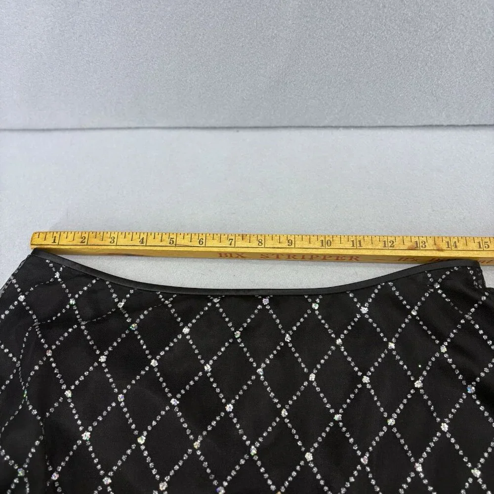 Adrianna Papell‎ Diamond Glitter Evening Skirt, Black SZ 10 Festival, Glam, Chic